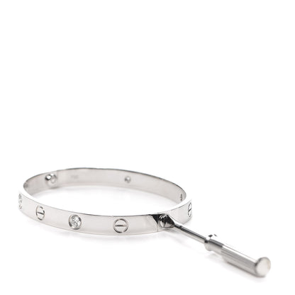 Cartier 18K White Gold 4 Diamond LOVE Bracelet 16 4 of 7