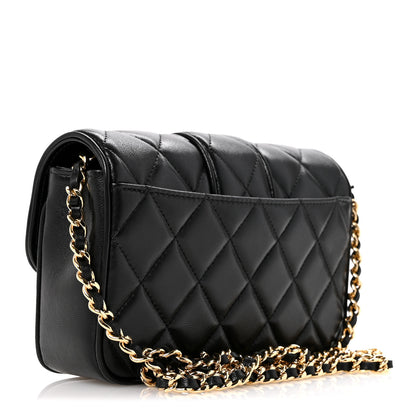 Chanel Lambskin Quilted Tab Mini Flap Black 3 of 12