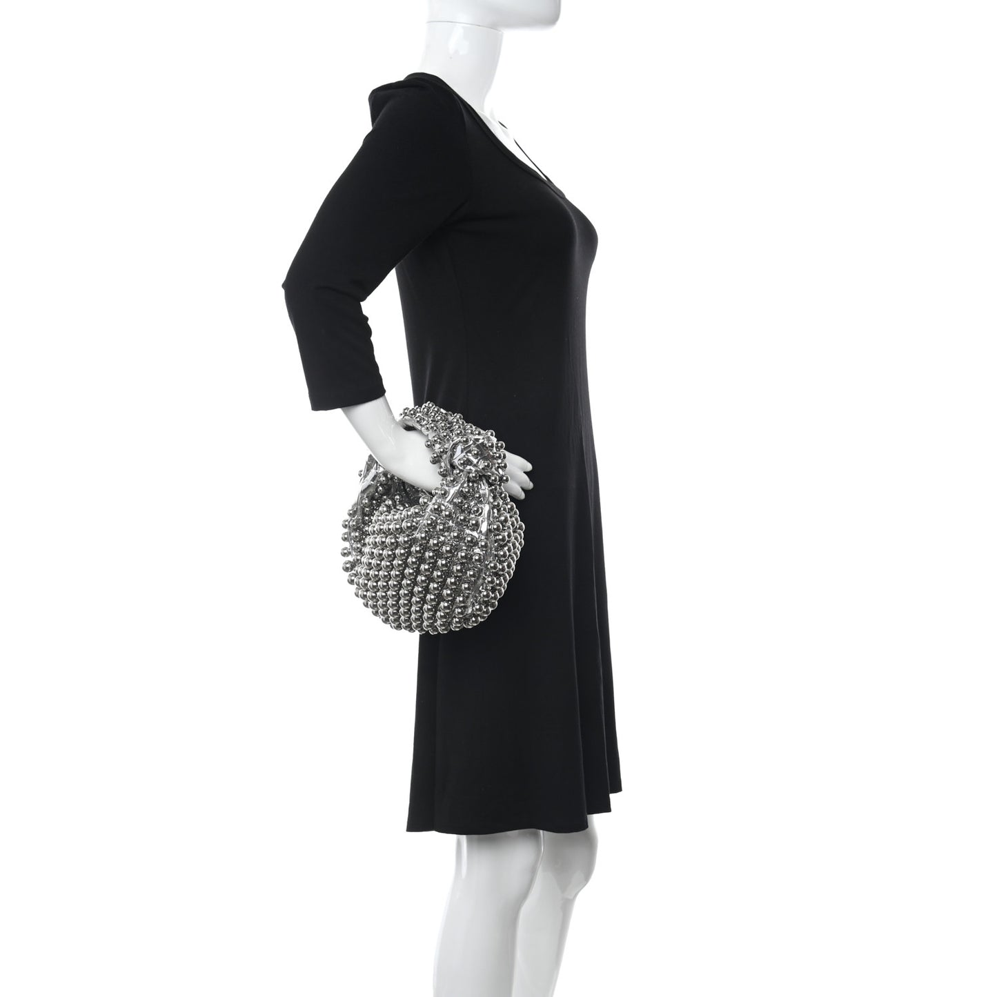 Metallic Nappa Studded Intrecciato Mini Jodie Silver
