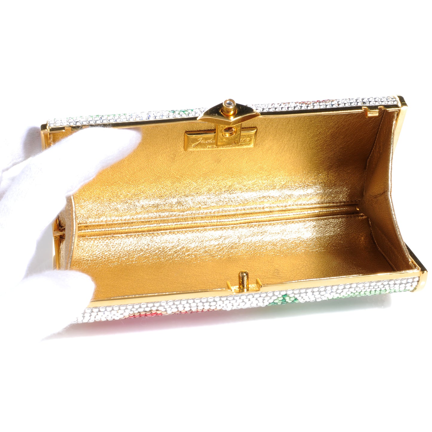 Crystal Rose Floral Minaudiere Clutch