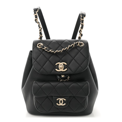 Chanel Lambskin Quilted Small Duma Drawstring Backpack Black 1 of 10