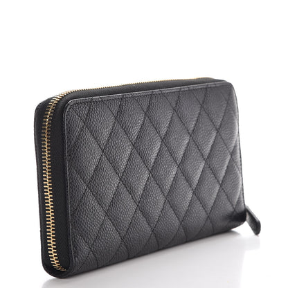 Chanel Caviar Quilted Large Gusset Zip Around Wallet Black 3 of 9