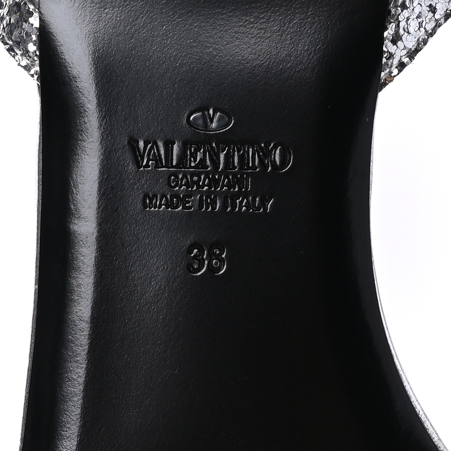 Valentino Garavani Nappa Glitter Rockstud Tassel Ankle Wrap Flat Sandals 38 Silver 6 of 7