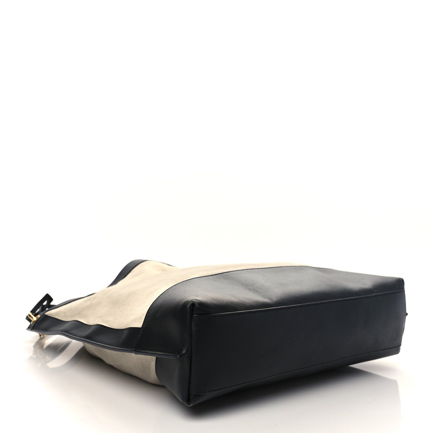 Canvas Calfskin Tag Hobo White Black