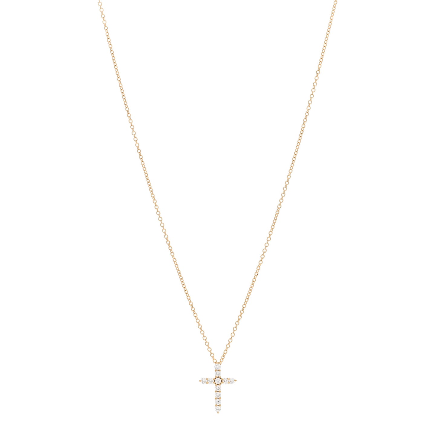 18K Rose Gold Diamond Cross Pendant Necklace
