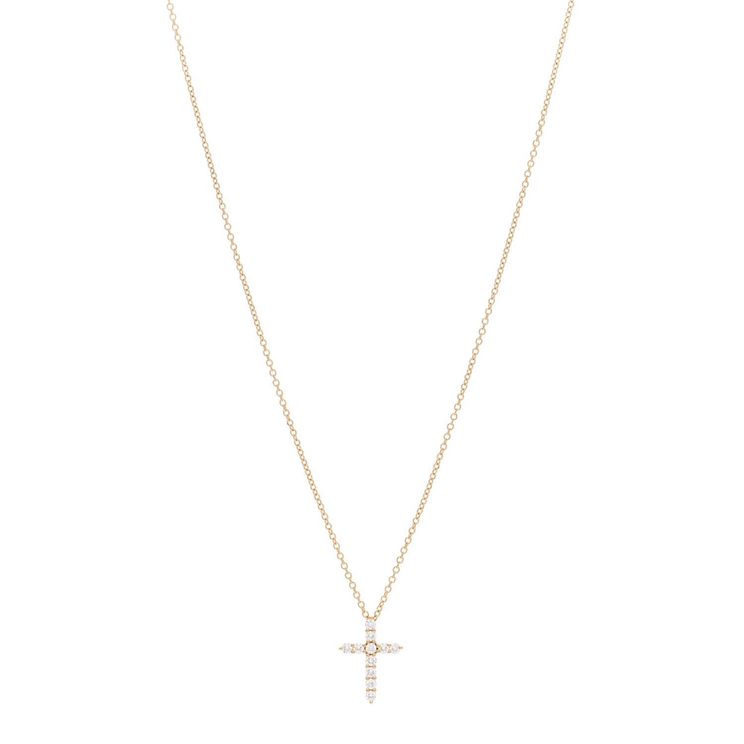 Tiffany 18K Rose Gold Diamond Cross Pendant Necklace 1 of 5