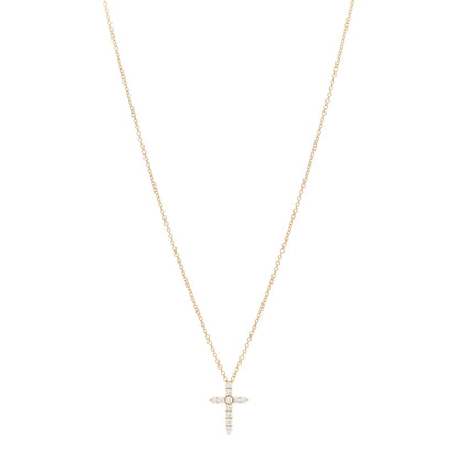 Tiffany 18K Rose Gold Diamond Cross Pendant Necklace 1 of 5