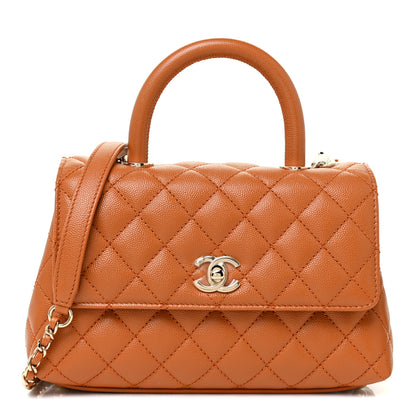 Chanel Caviar Quilted Mini Coco Handle Flap Light Brown 1 of 15