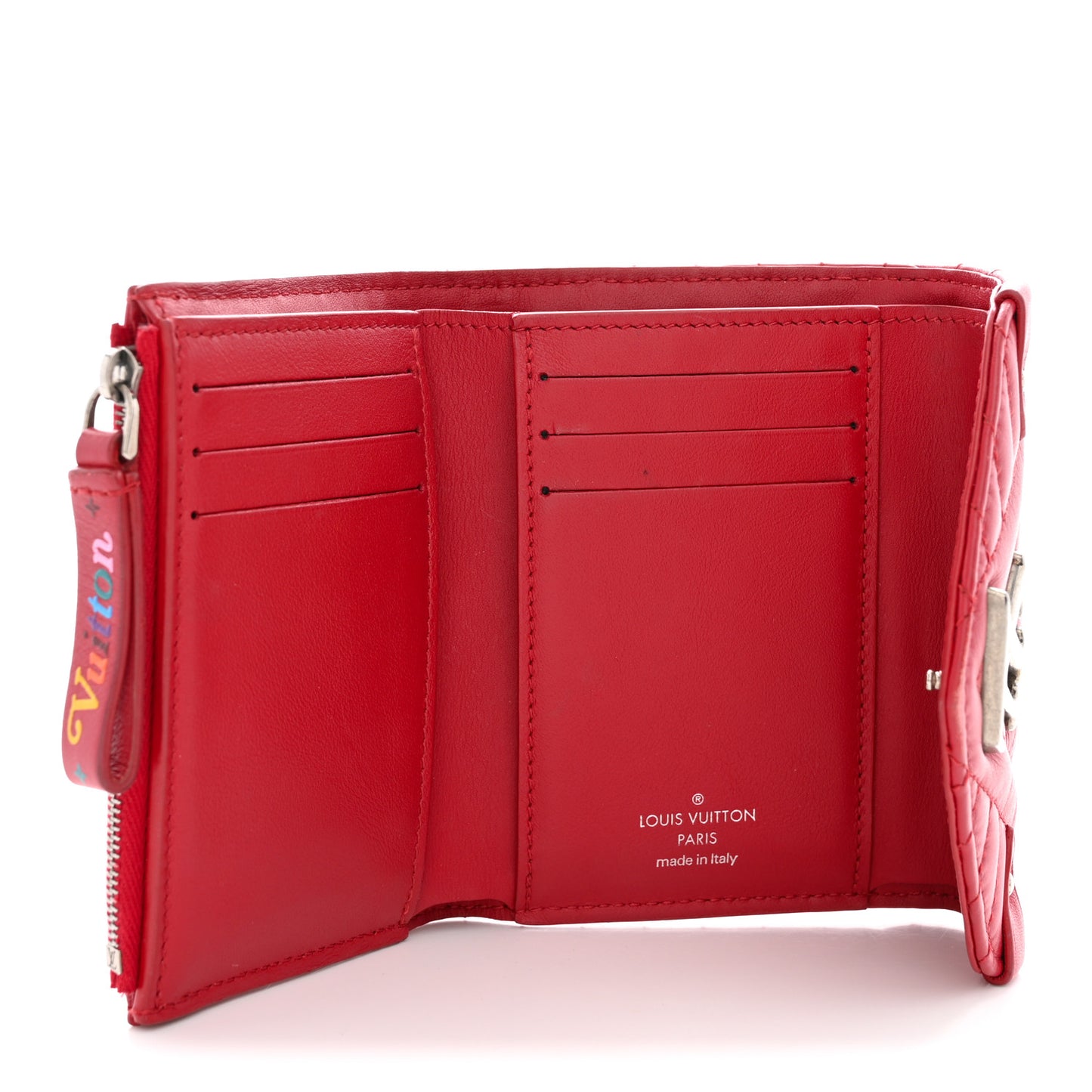 Calfskin New Wave Compact Wallet Rouge