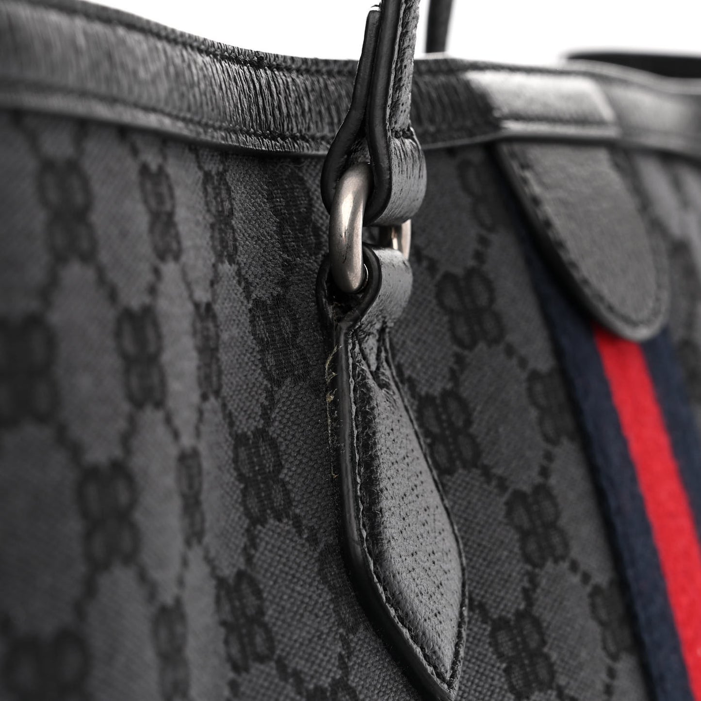 X BALENCIAGA BB Monogram Web Graffiti Large Ophidia Shopping Tote Black
