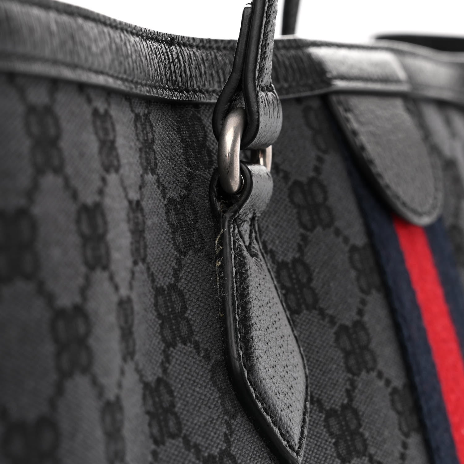 Gucci X BALENCIAGA BB Monogram Web Graffiti Large Ophidia Shopping Tote Black 12 of 13