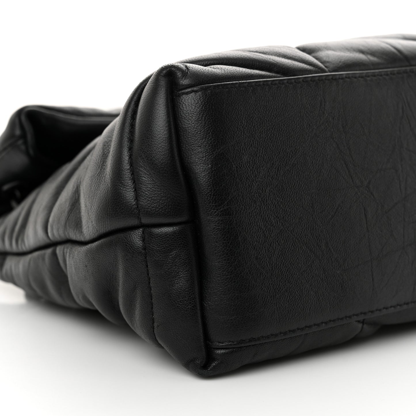 Lambskin Quilted Monogram Monochrome Small Loulou Puffer Chain Satchel Black