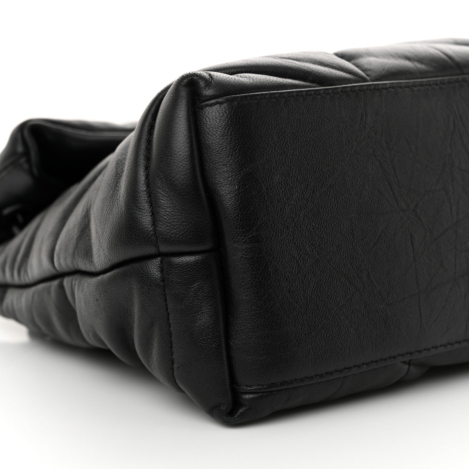 Saint Laurent Lambskin Quilted Monogram Monochrome Small Loulou Puffer Chain Satchel Black 9 of 10