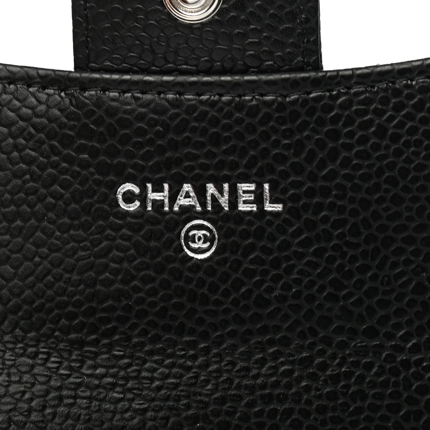Caviar Quilted Flap Card Holder Wallet Black