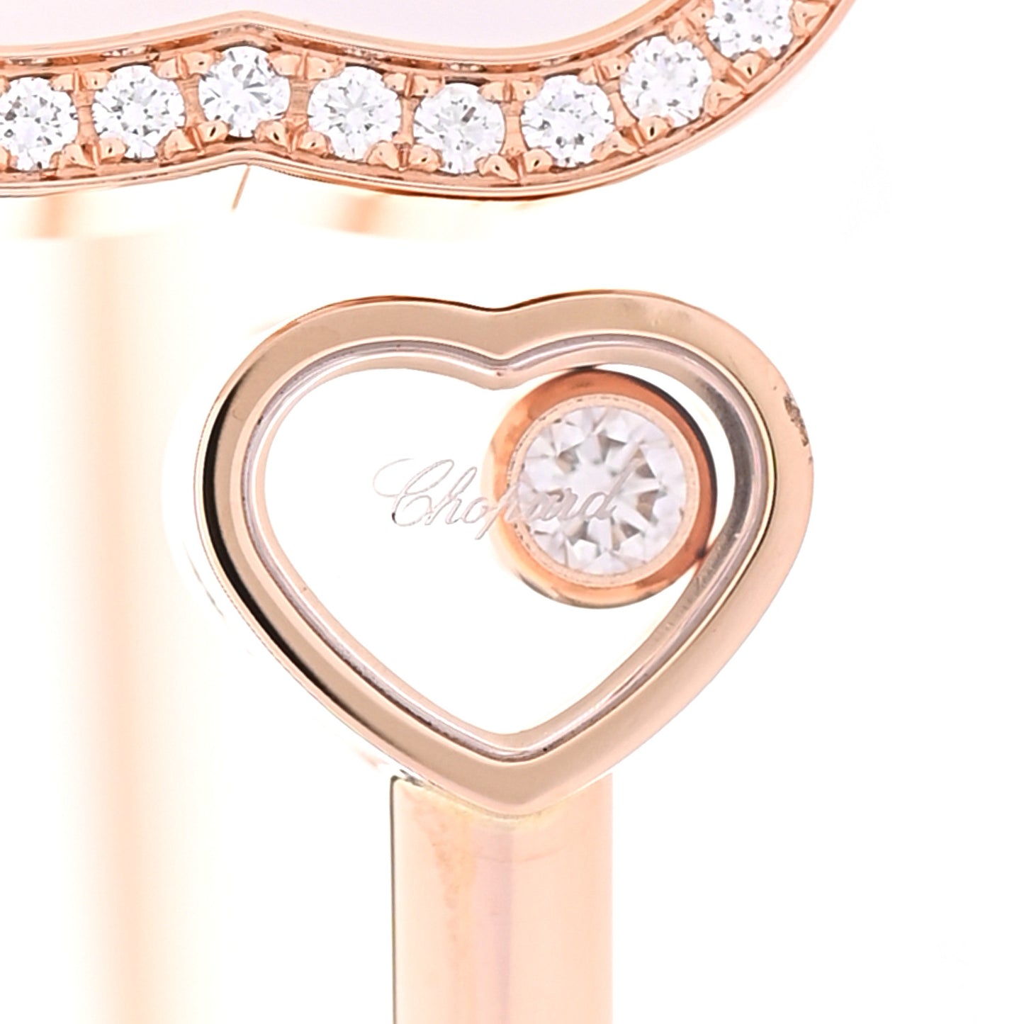 18K Rose Gold Diamond Mother of Pearl Pave Happy Hearts Bangle Bracelet