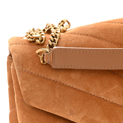 Saint Laurent Suede Calfskin Y Quilted Monogram Small Loulou Chain Satchel Cinnamon 16 of 17