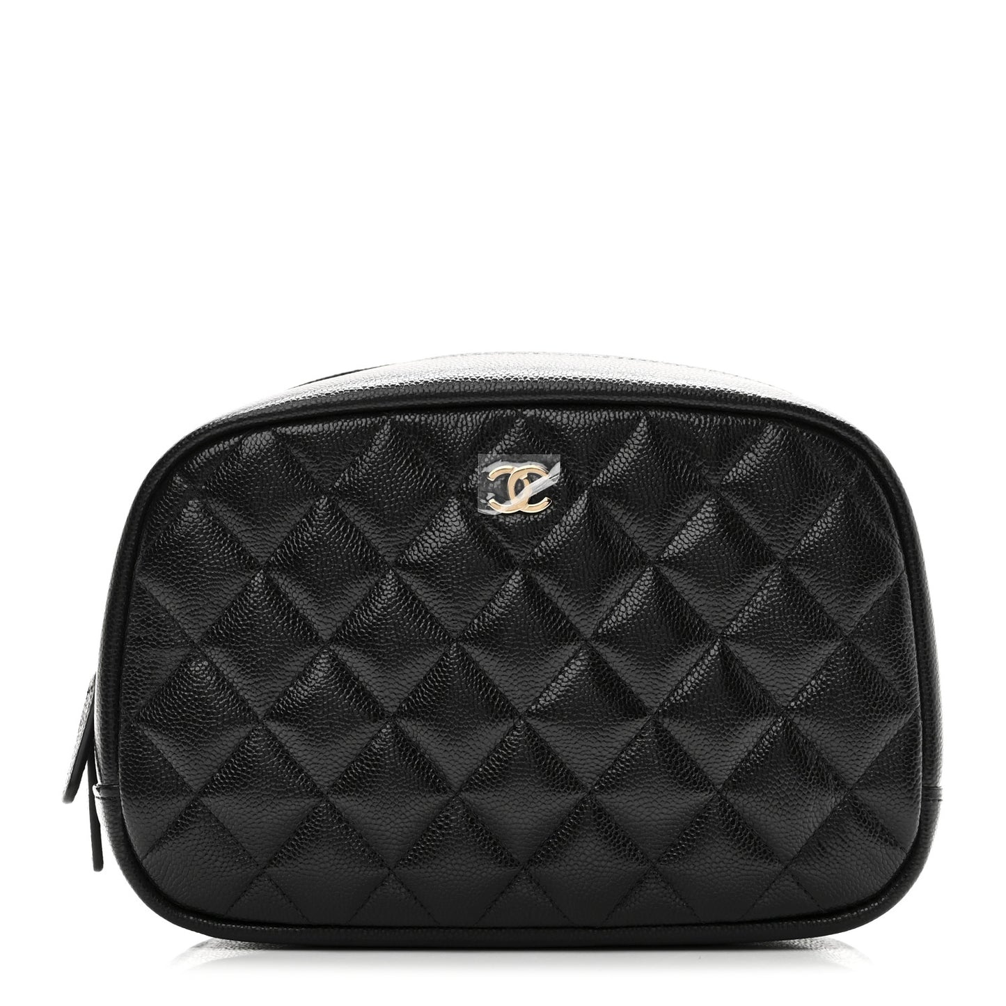 Caviar Quilted Medium Curvy Pouch Cosmetic Case Black