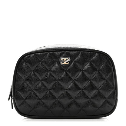 Chanel Caviar Quilted Medium Curvy Pouch Cosmetic Case Black 1 of 8