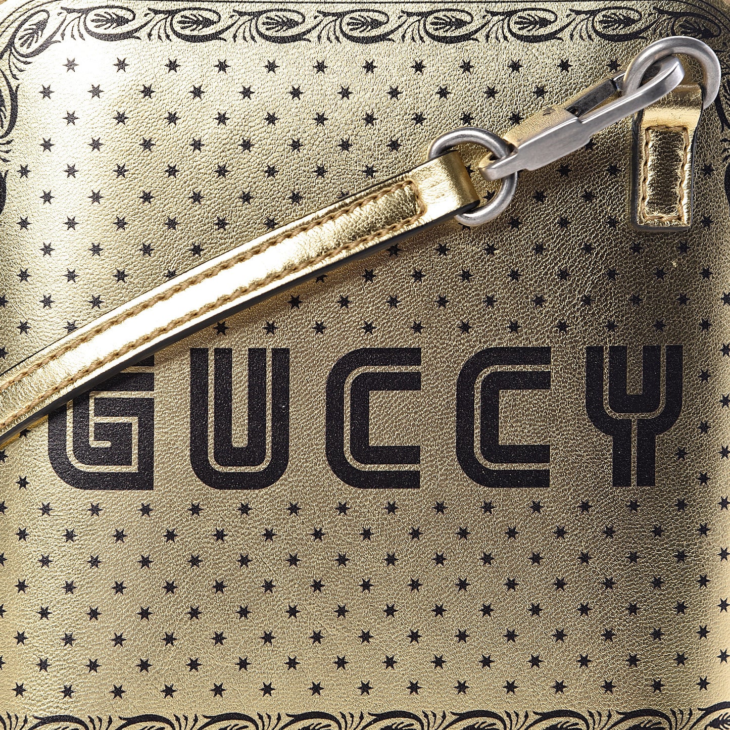X SEGA Calfskin GUCCY Stars Mini Dome Shoulder Bag Gold