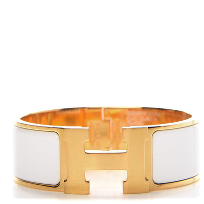Hermes Enamel Wide Clic Clac H Bracelet PM White 1 of 6