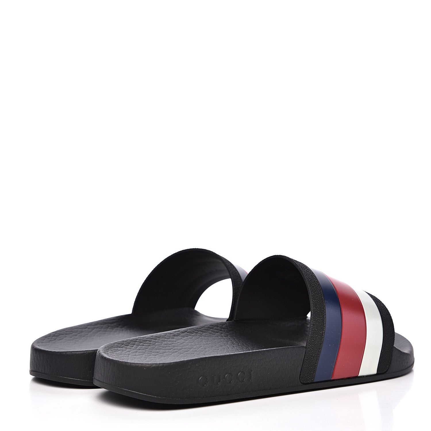 Gucci Rubber Web Mens Pool Slide Sandals 8 Black Mystic White Hibiscus Red Marine 4 of 7
