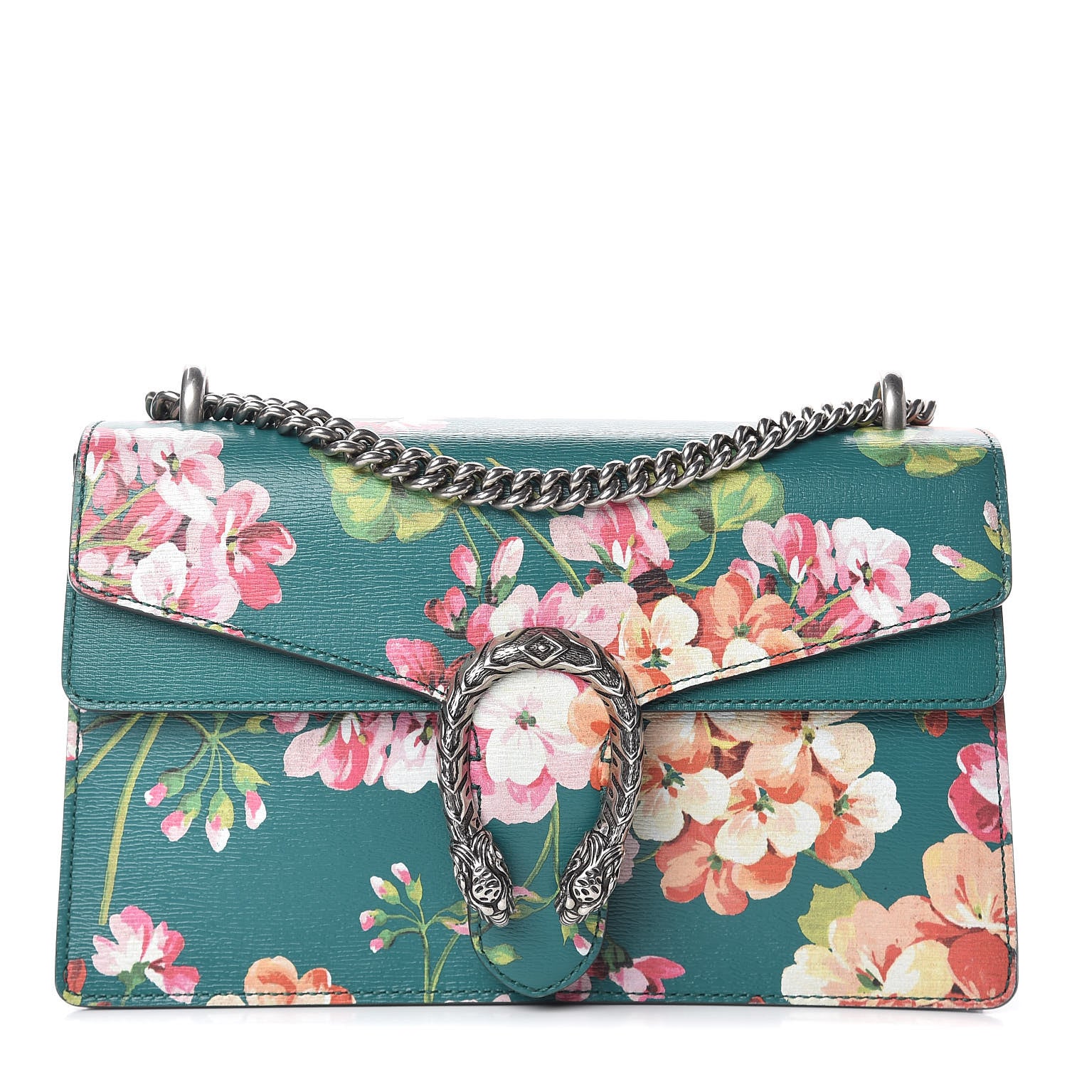 Gucci Calfskin Blooms Print Small Dionysus Shoulder Bag Bright Emerald Multicolor 1 of 13