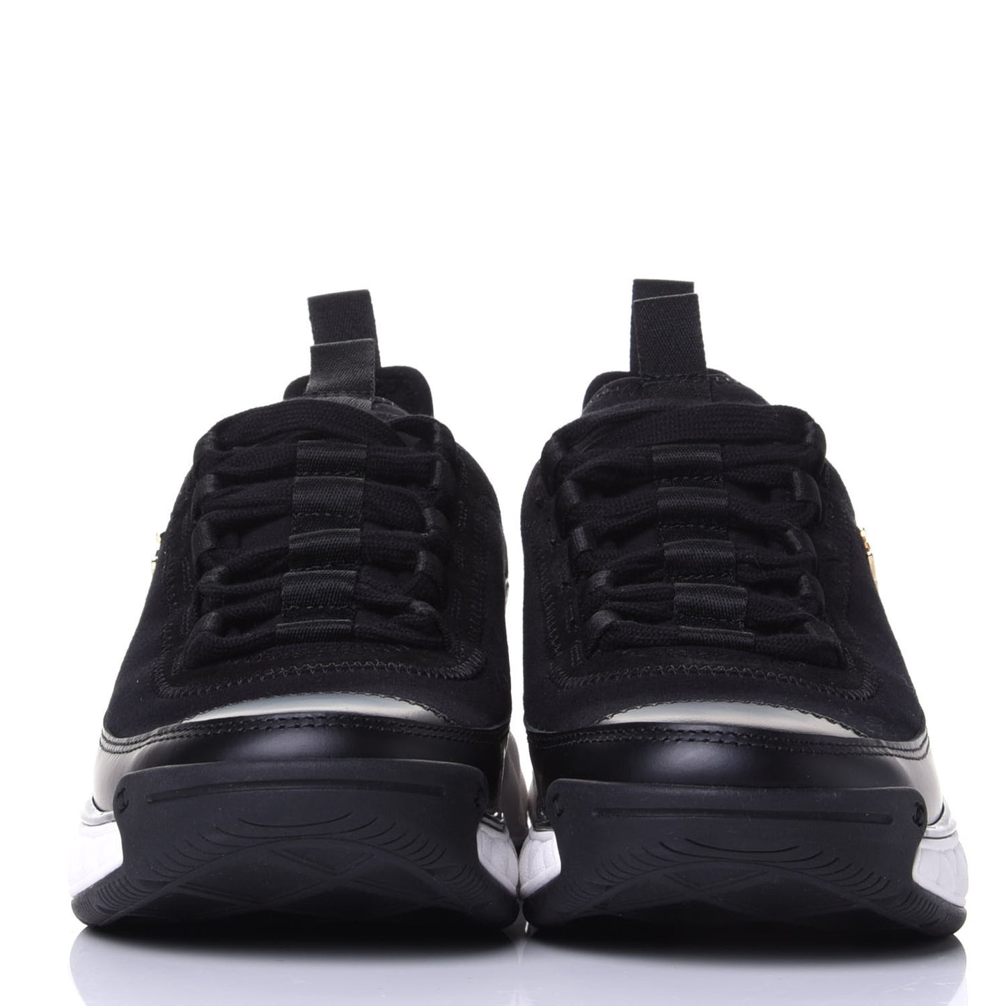 Velvet Calfskin Mixed Fibers CC Sneakers 35.5 Black