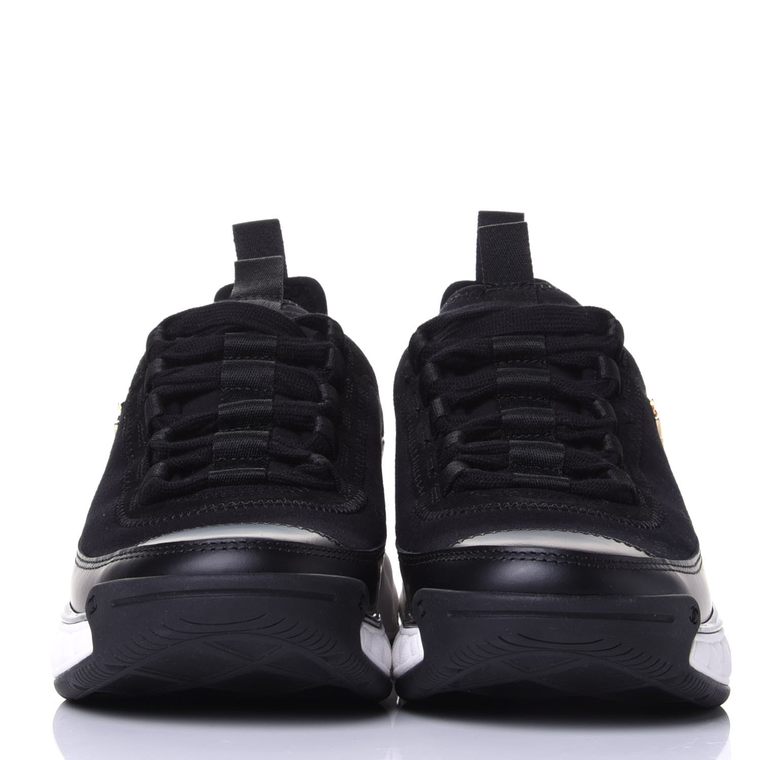 Chanel Velvet Calfskin Mixed Fibers CC Sneakers 35.5 Black 2 of 11