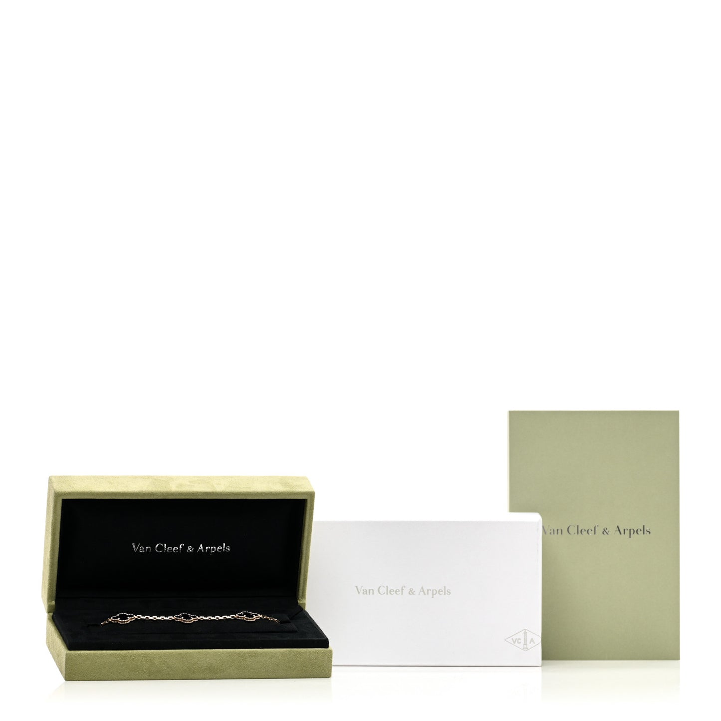 18K Yellow Gold Black Onyx 5 Motifs Vintage Alhambra Bracelet