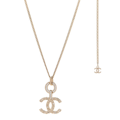 Chanel Crystal CC Logo Pendant Necklace Gold 1 of 6