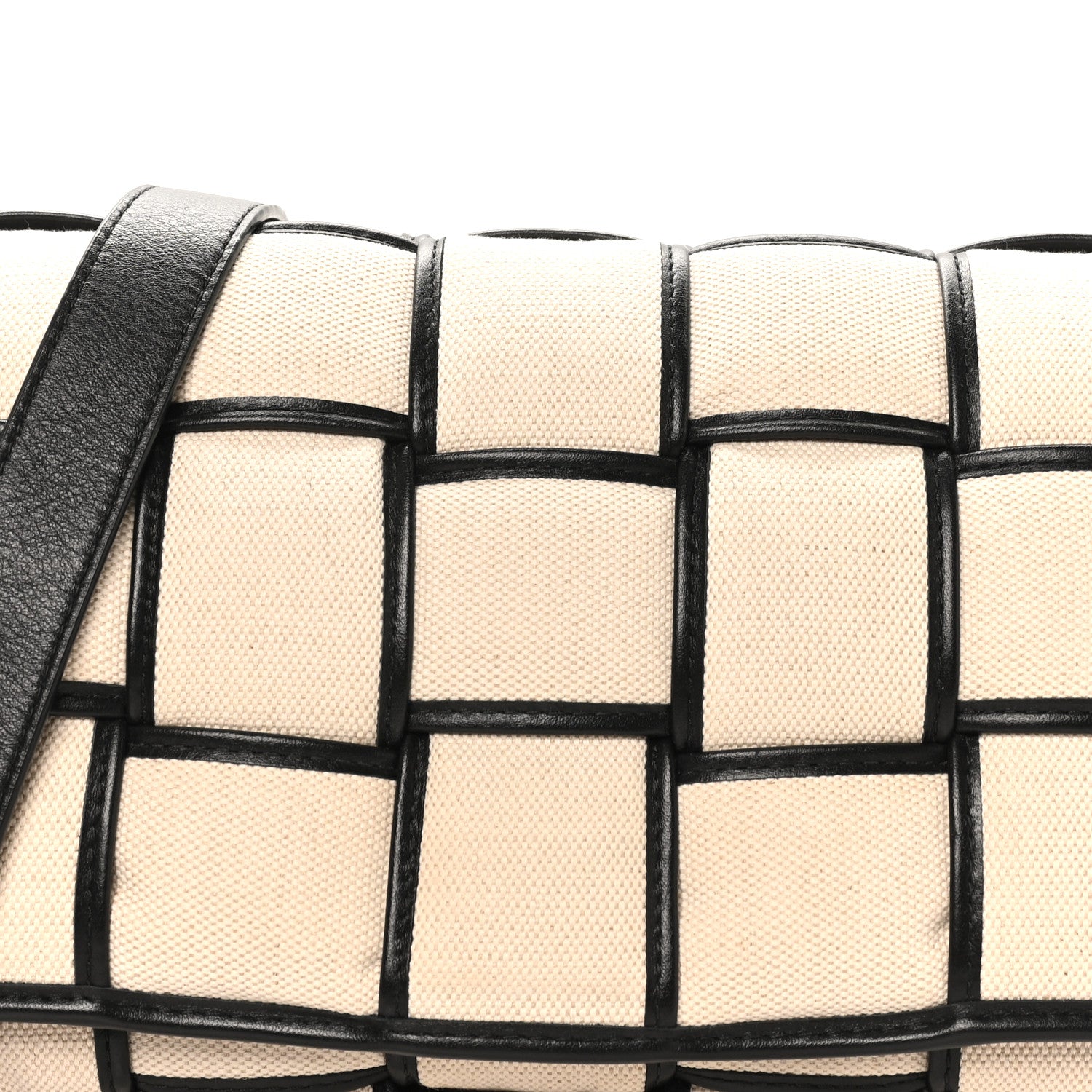 Bottega Veneta Canvas Intrecciato Padded Cassette Crossbody Bag Natural Black 7 of 9