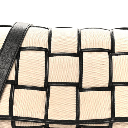 Bottega Veneta Canvas Intrecciato Padded Cassette Crossbody Bag Natural Black 7 of 9