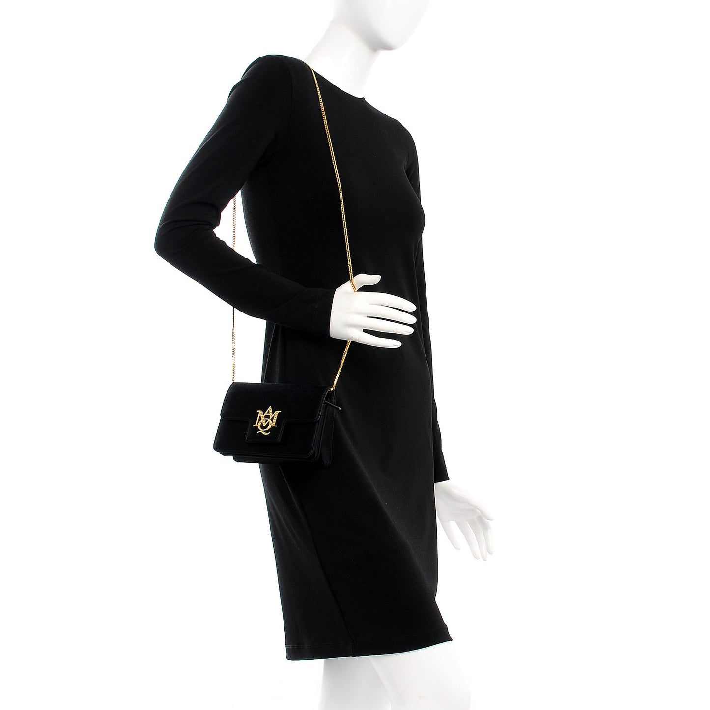 Satin Mini Insignia Flap Black