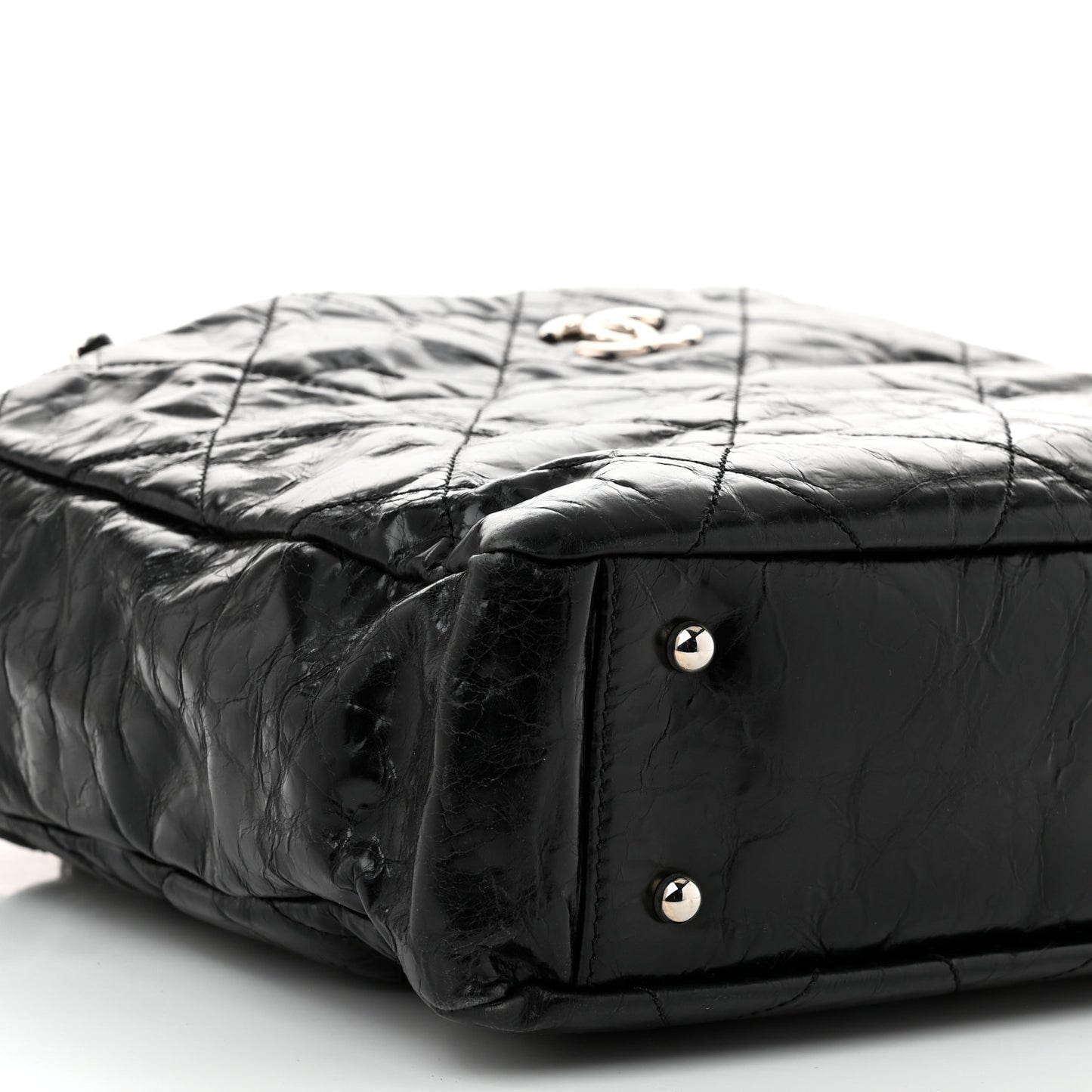 Glazed Calfskin Quilted Tweed Portobello Tote Black Pink