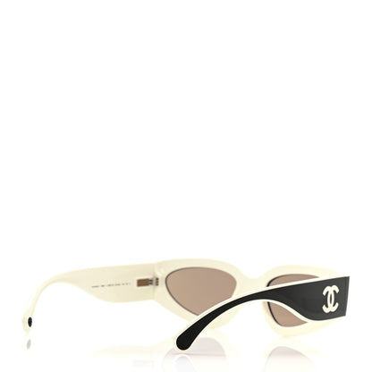 Chanel Acetate Cat Eye Sunglasses 6056 Black White 4 of 9
