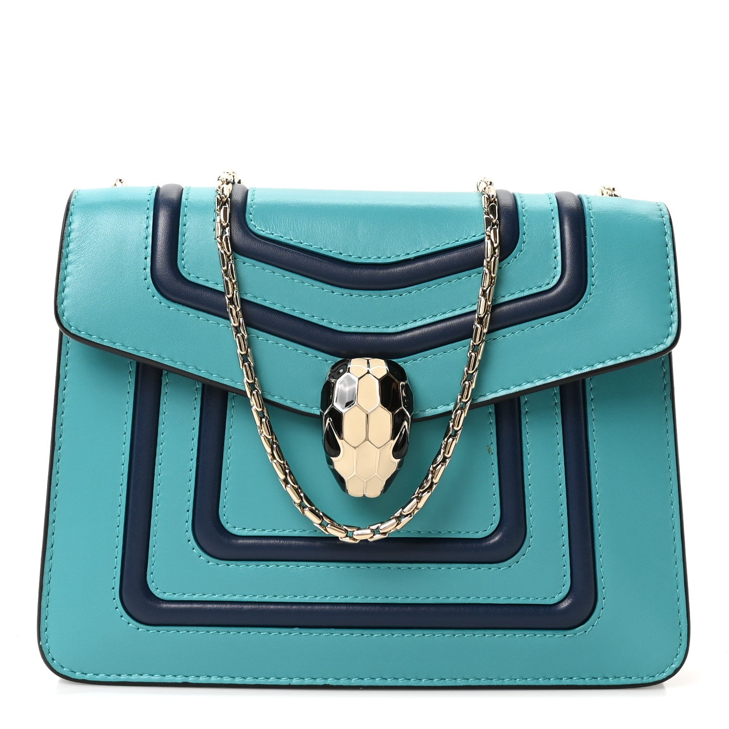 Bulgari Calfskin Serpenti Forever Snake Strap Crossbody Bag Aquarelle Turquoise 1 of 10