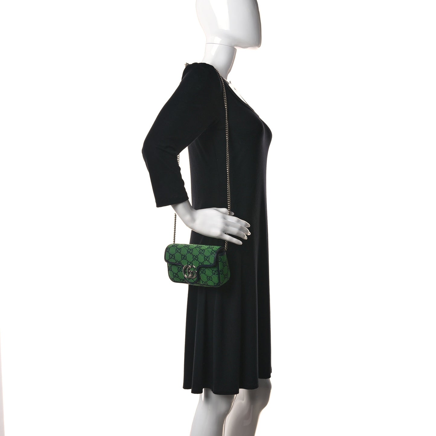 Monogram Multicolor Matelasse Diagonal Super Mini GG Marmont Shoulder Bag Green Blue