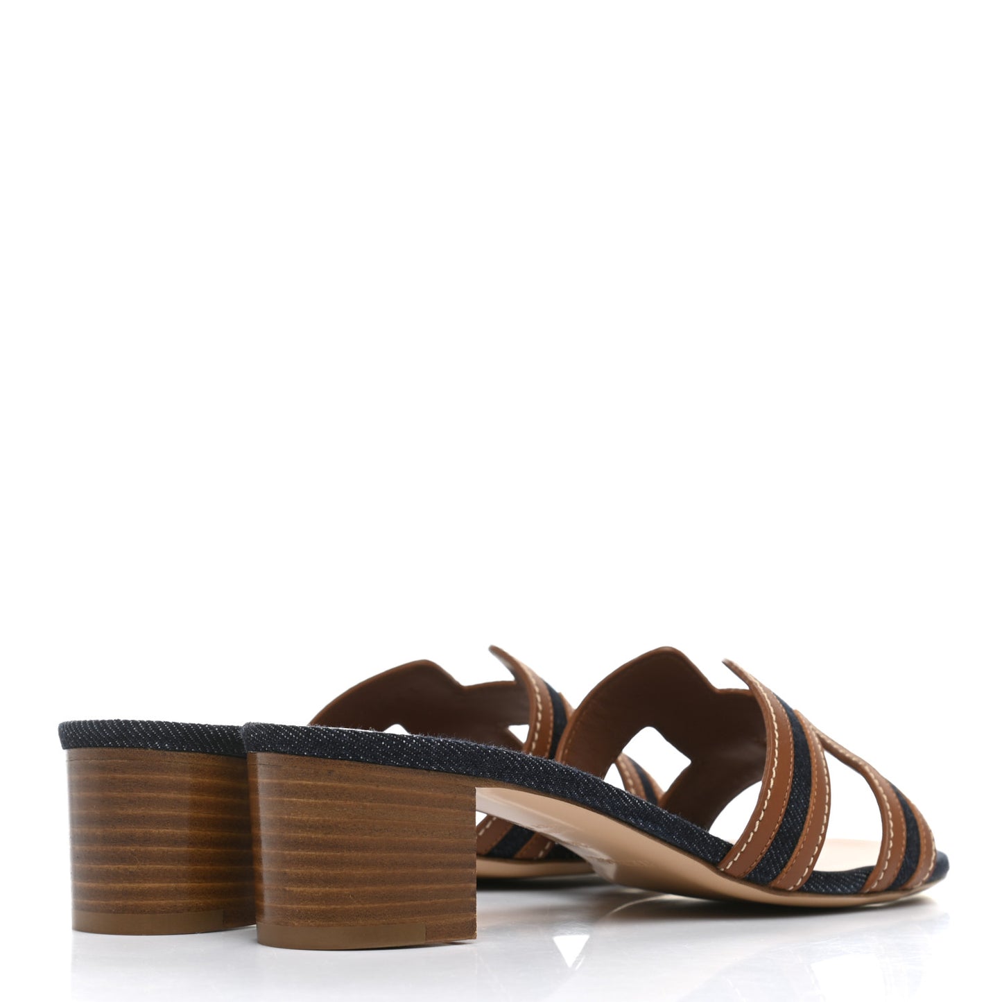 Calfskin Denim Oasis Sandals 36 Bleu Brut Gold
