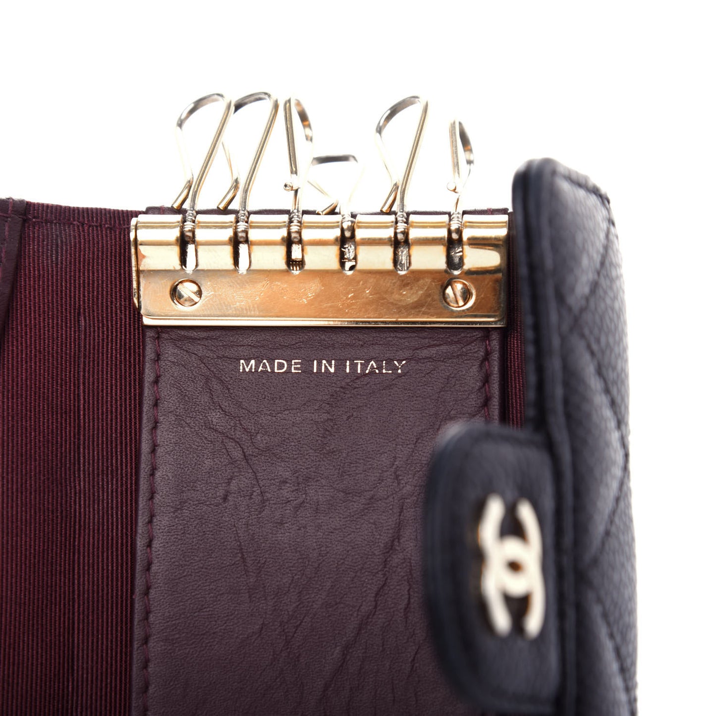 Caviar Quilted 6 Key Holder Black