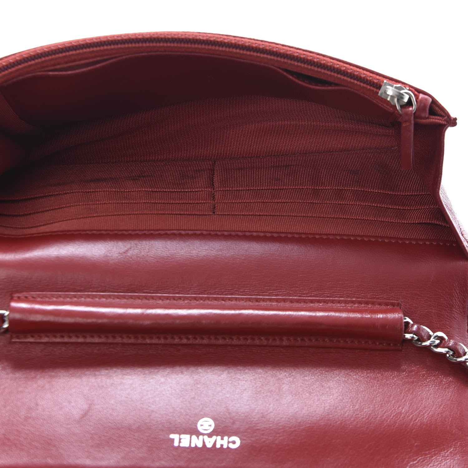 Chanel Lambskin Quilted Wallet On Chain WOC Red 5 of 13