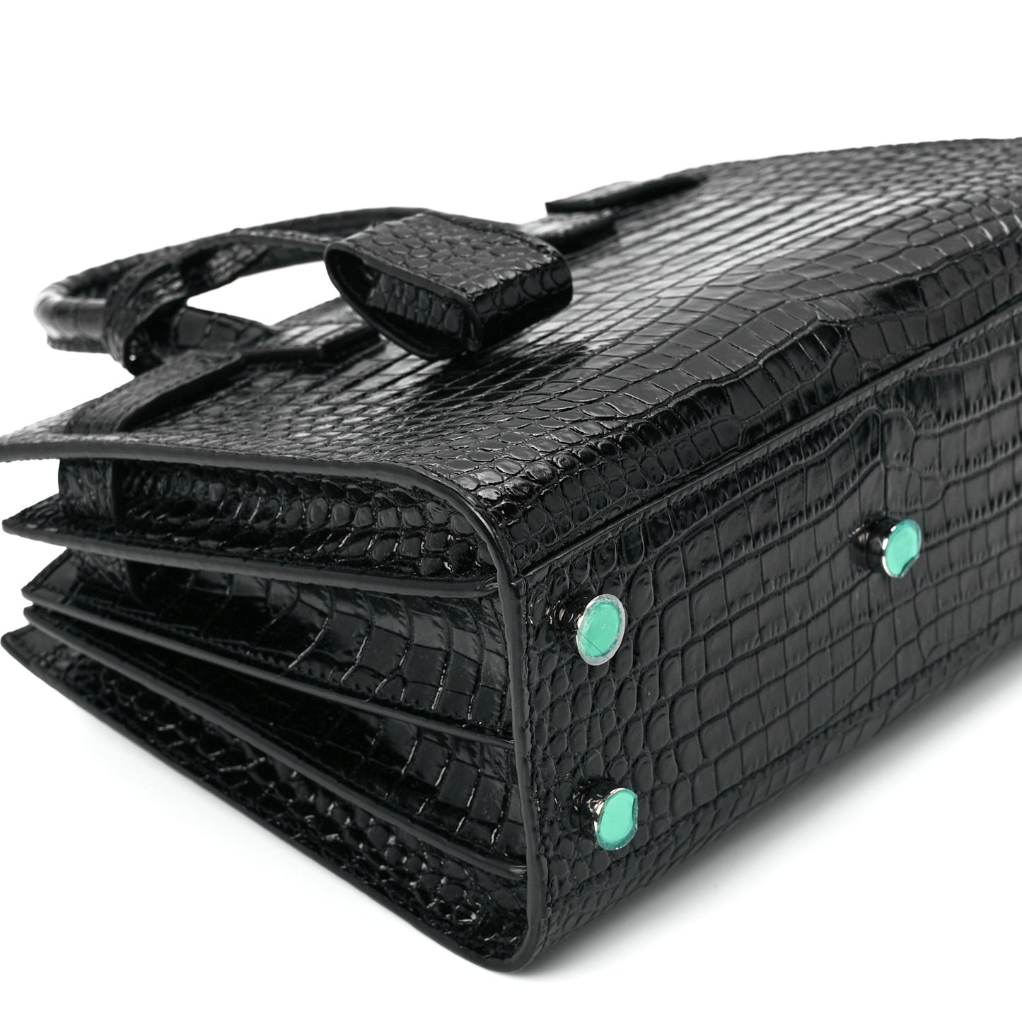 Calfskin Crocodile Embossed Nano Sac De Jour Black