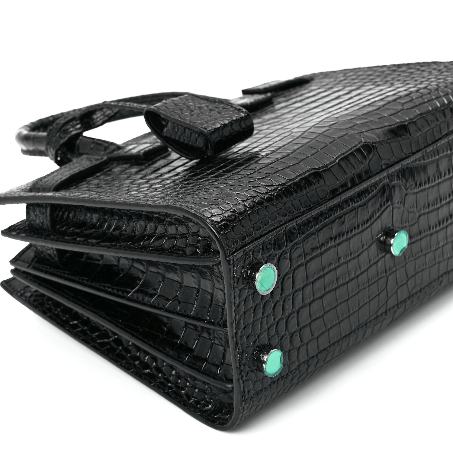 Saint Laurent Calfskin Crocodile Embossed Nano Sac De Jour Black 11 of 12