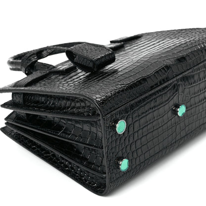 Saint Laurent Calfskin Crocodile Embossed Nano Sac De Jour Black 11 of 12