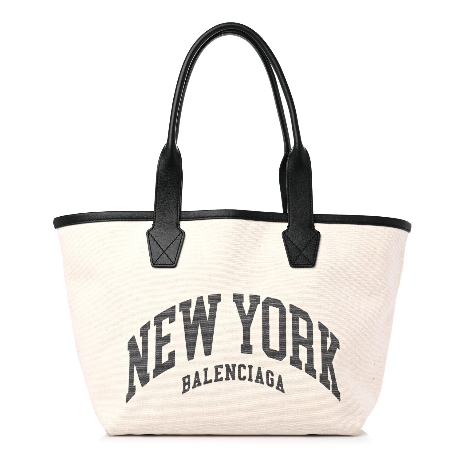 Balenciaga Cotton Canvas Calfskin Cities New York Jumbo Small Tote Bag Natural 1 of 14