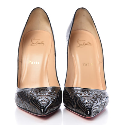 Christian Louboutin Patent Suede Burma Laser Cut Kristali 120 Pumps 39 Black 2 of 11