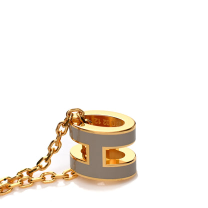 Hermes Lacquered Gold Mini Pop H Pendant Necklace Marron Glace 5 of 5