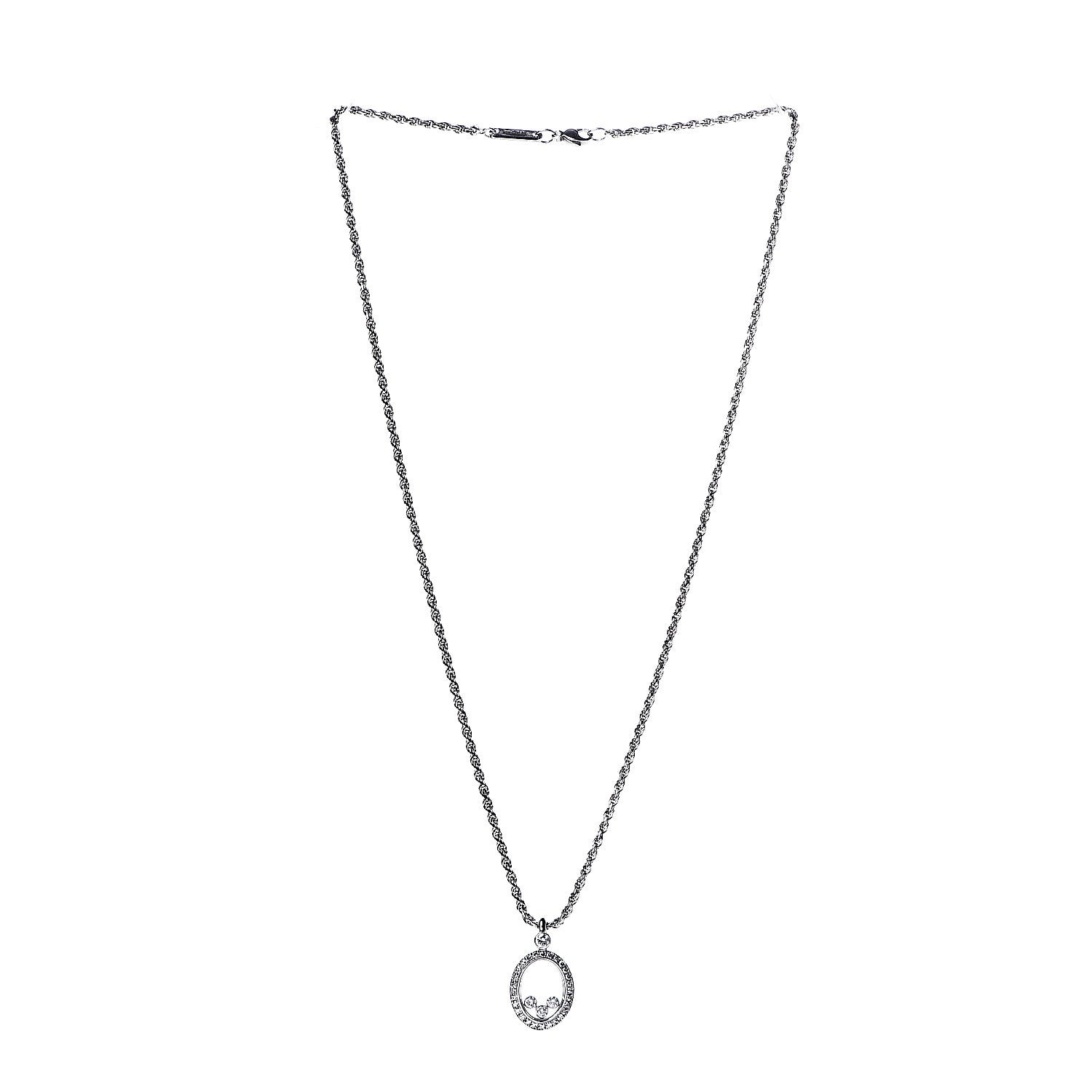 Chopard 18K White Gold Diamond Happy Diamonds Icons Oval Pendant Necklace 2 of 5