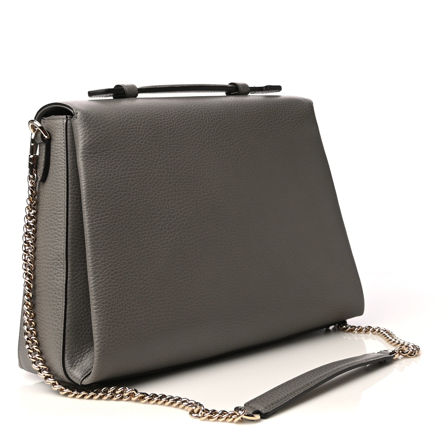 Gucci Dollar Calfskin Medium Interlocking G Top Handle Shoulder Bag Loess 3 of 9