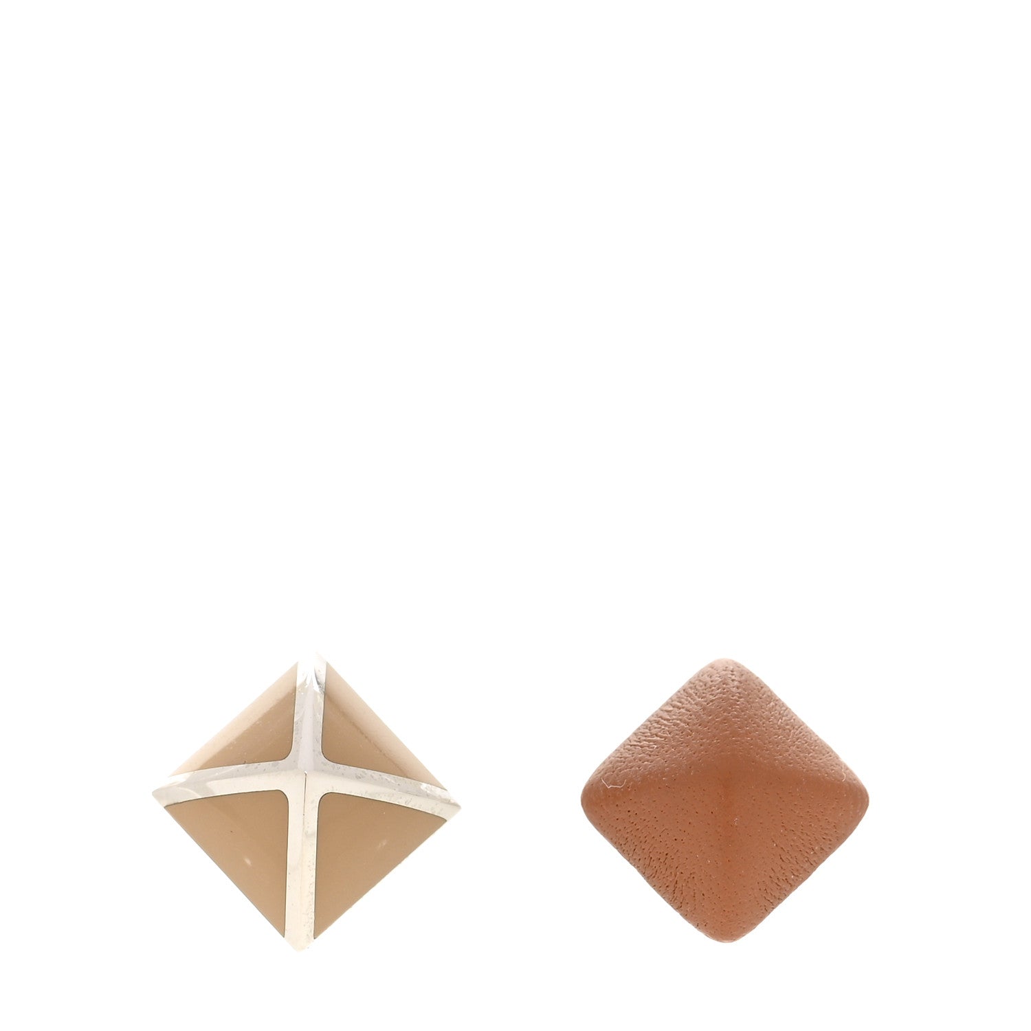 Hermes Swift Lacquered Palladium Small Medor Gaine Earrings Gold 1 of 5