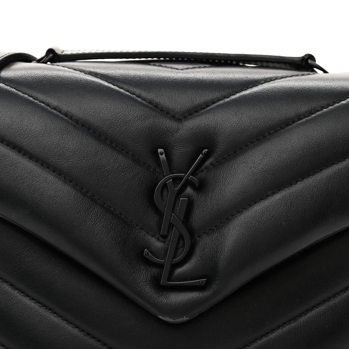 Calfskin Y Quilted Monogram Monochrome Small Loulou Chain Satchel Black